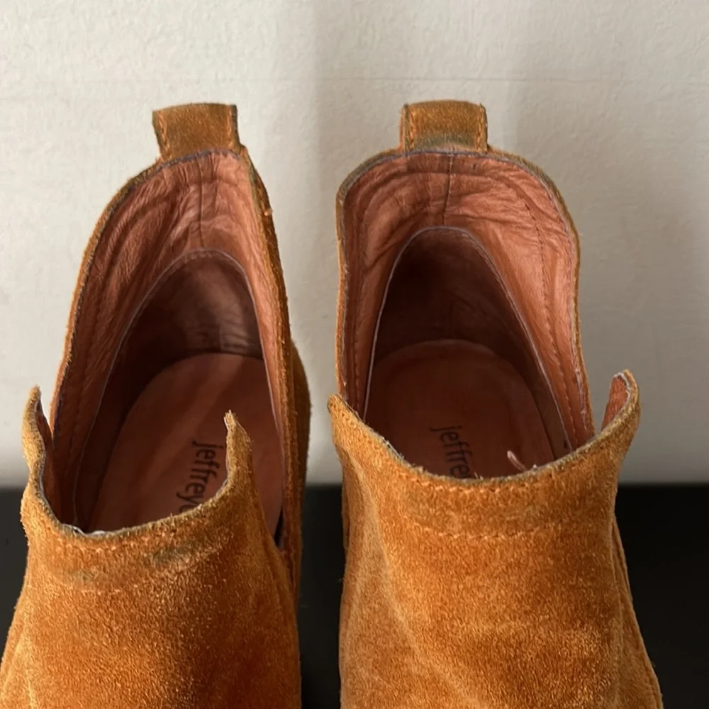 Jeffrey Campbell suede chunky heel boots or booties ankle boots caramel color - Picture 13 of 13